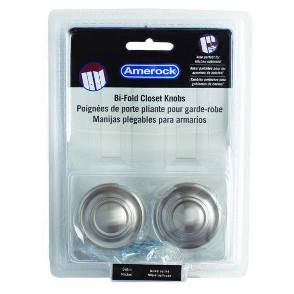 Amerock E1586-2C-G10 Satin Nickel 3-Ring Bifold Closet Door Knobs 2-pack